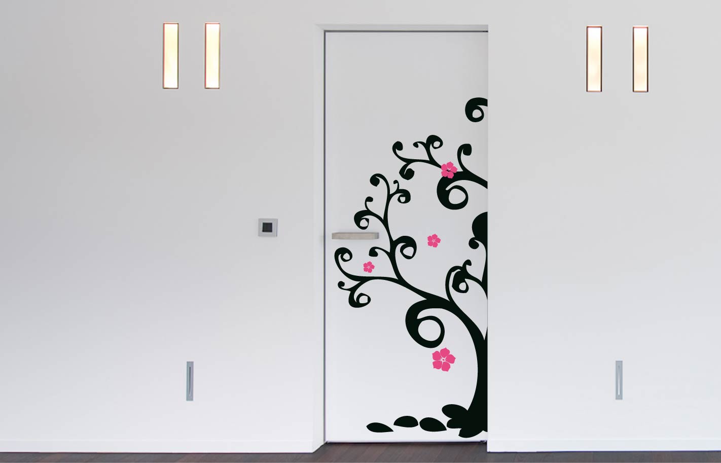 Boom met bloemen deursticker