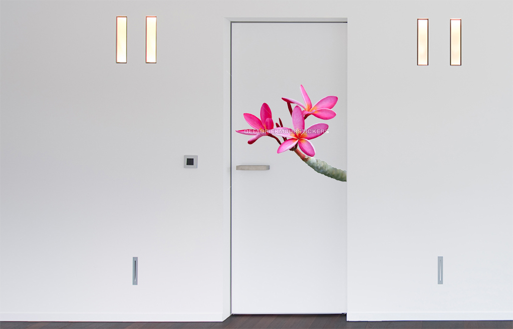 Roze bloem deursticker