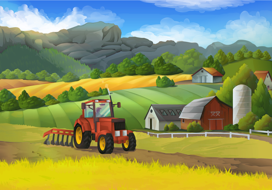 Boerderij met tractor