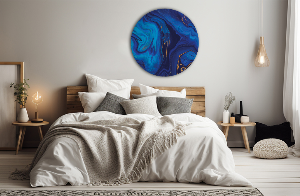 Muurcirkel marmer donker blauw