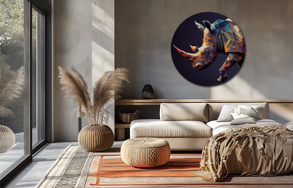 Muurcirkel geometrische neushoorn