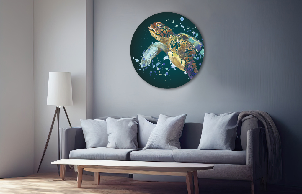 Muurcirkel zeeschildpad waterverf