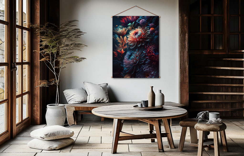 Textiel poster mysterieuze bloemen