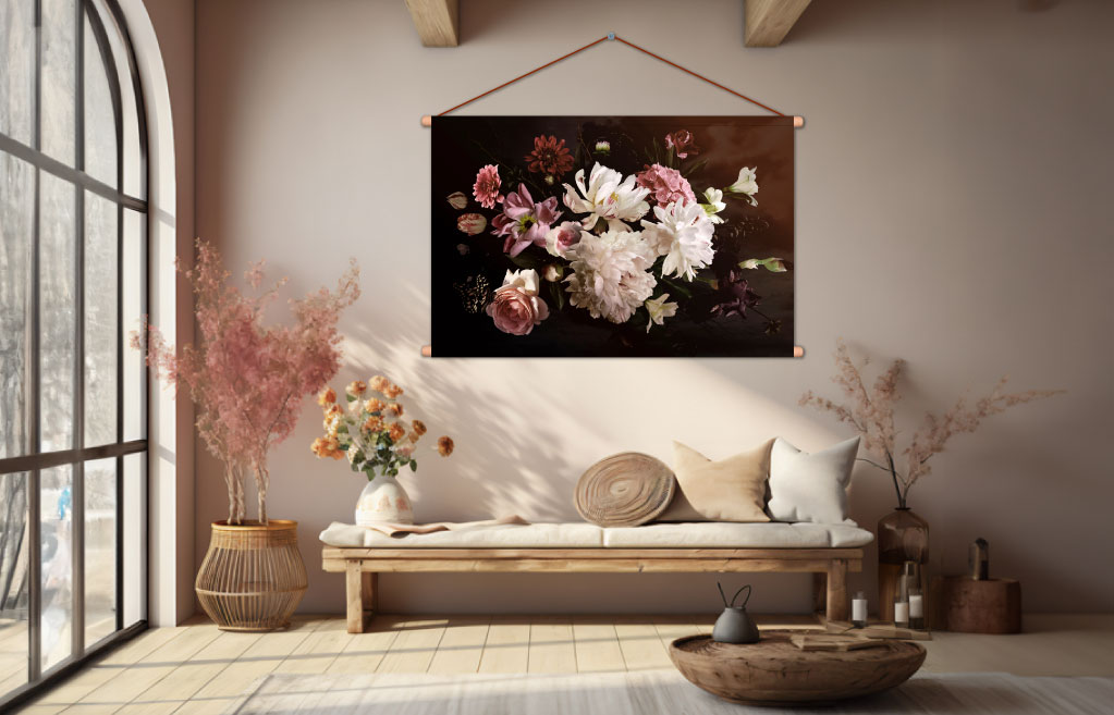 Textiel poster klassieke bloemen