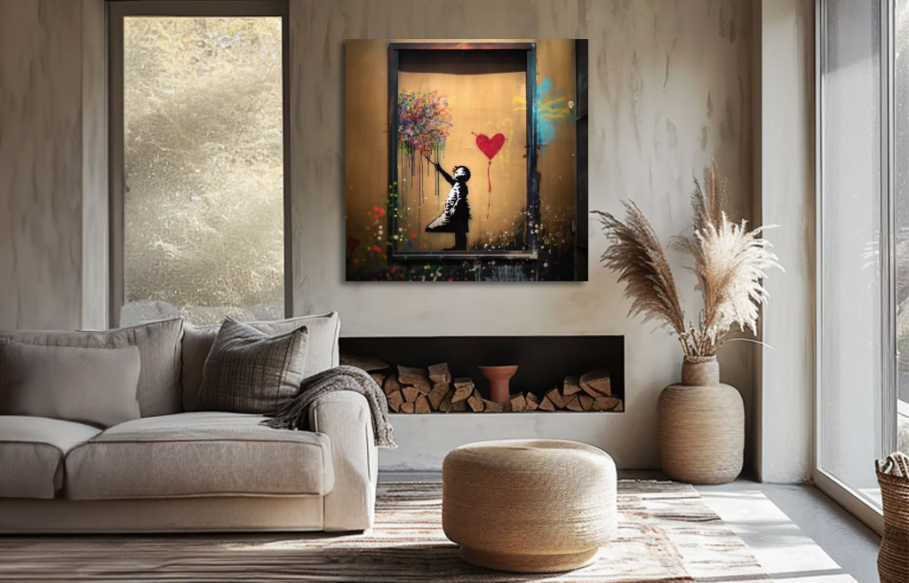 Plexiglas bord abstract art bij Banksy