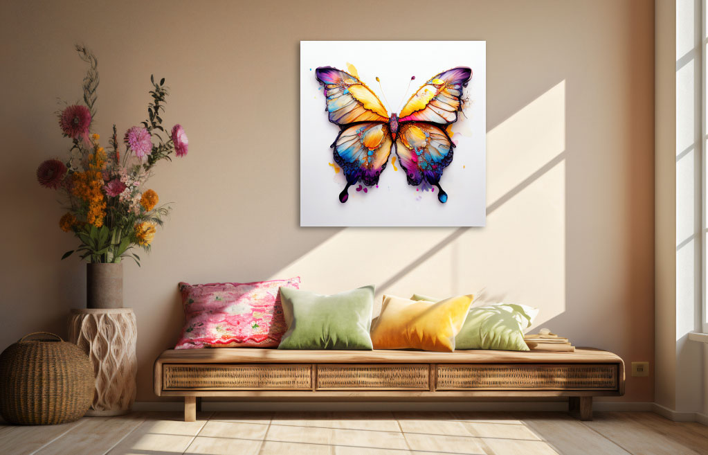 Plexiglas bord gekleurde vlinder