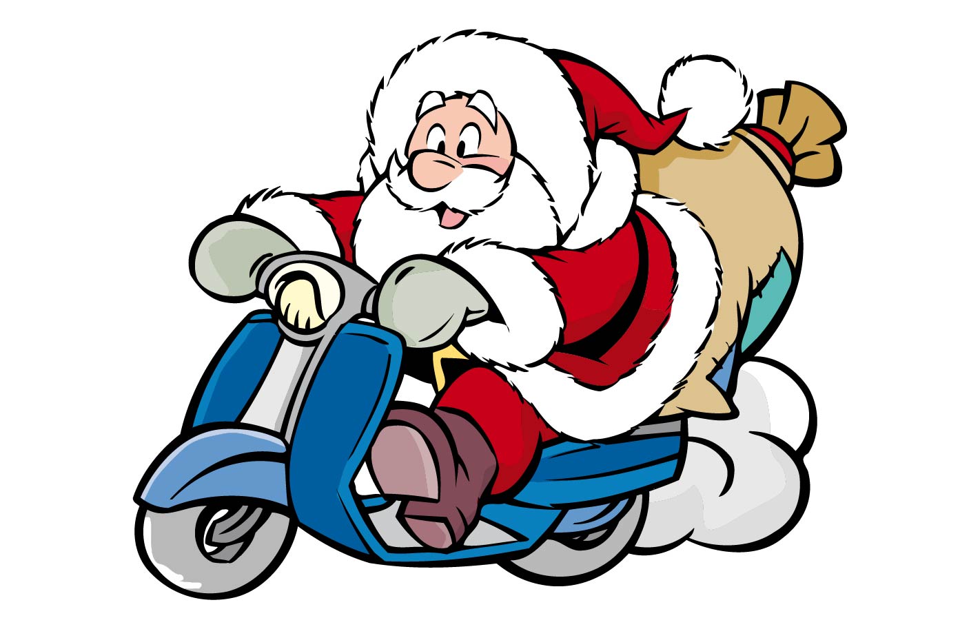 Kerstman op scooter
