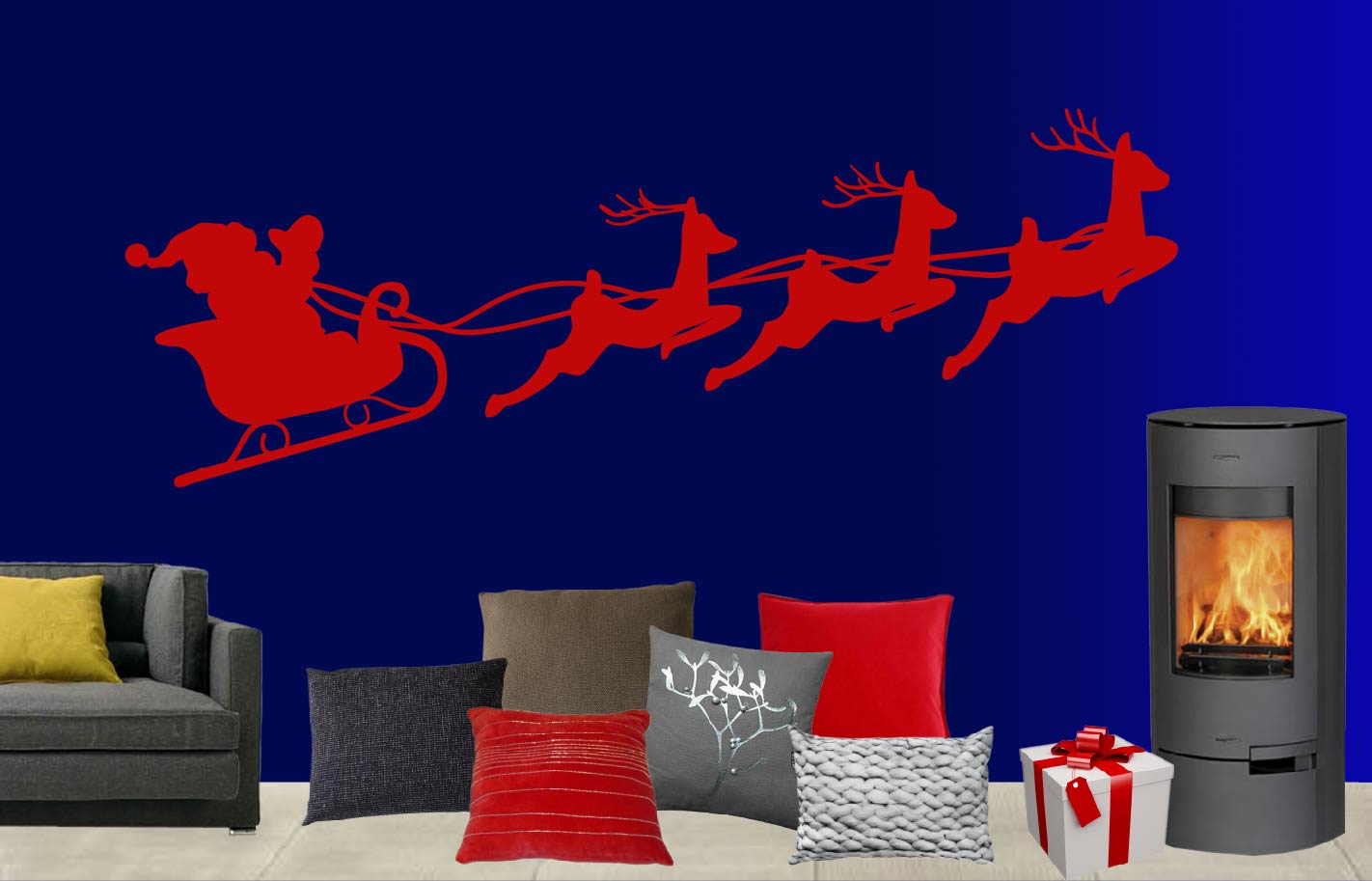 Kerstman met rendieren