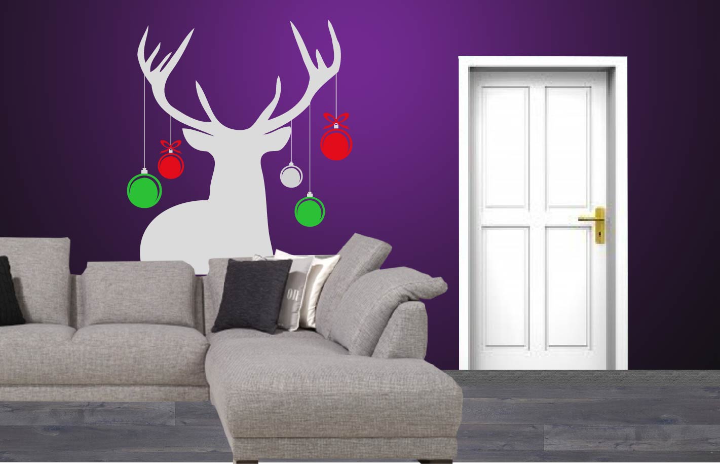 Hert met kerstballen