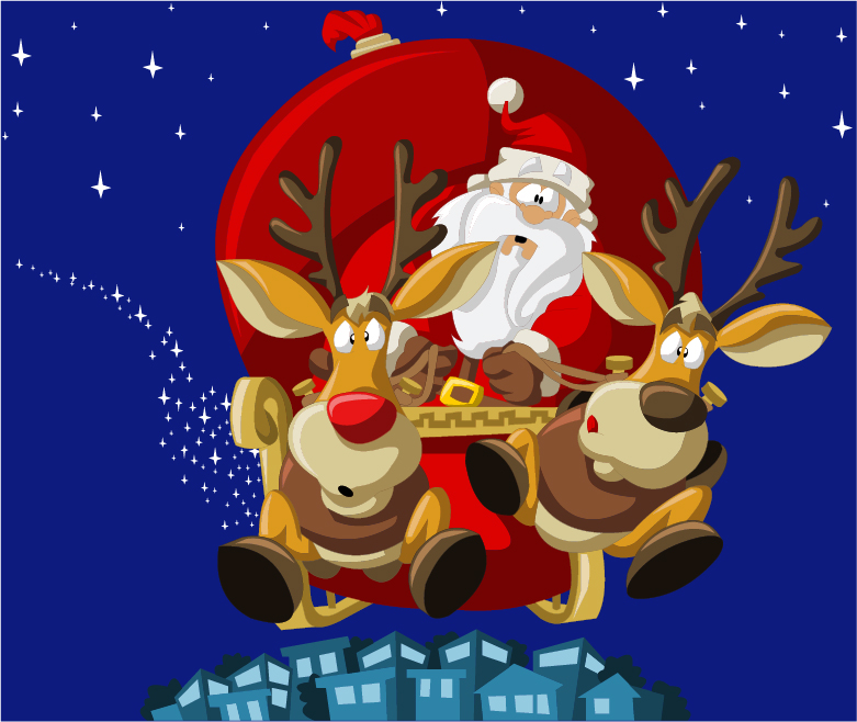 Vliegende Kerstman met rendieren-1260