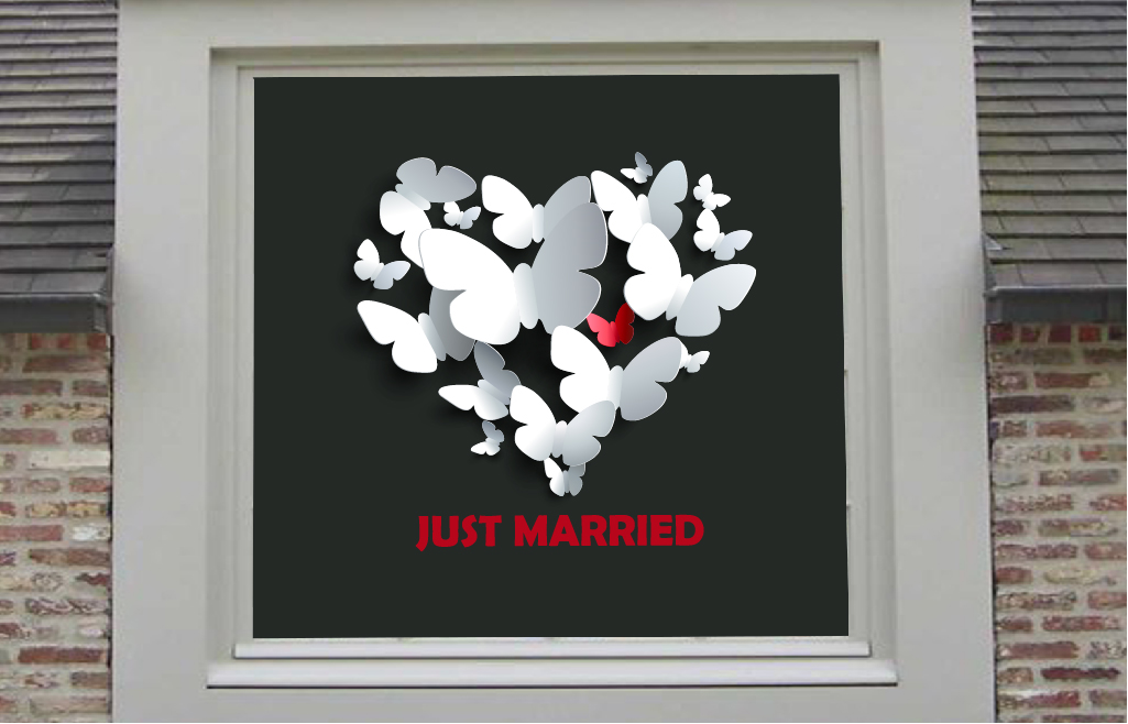 Just Married vlinder hart